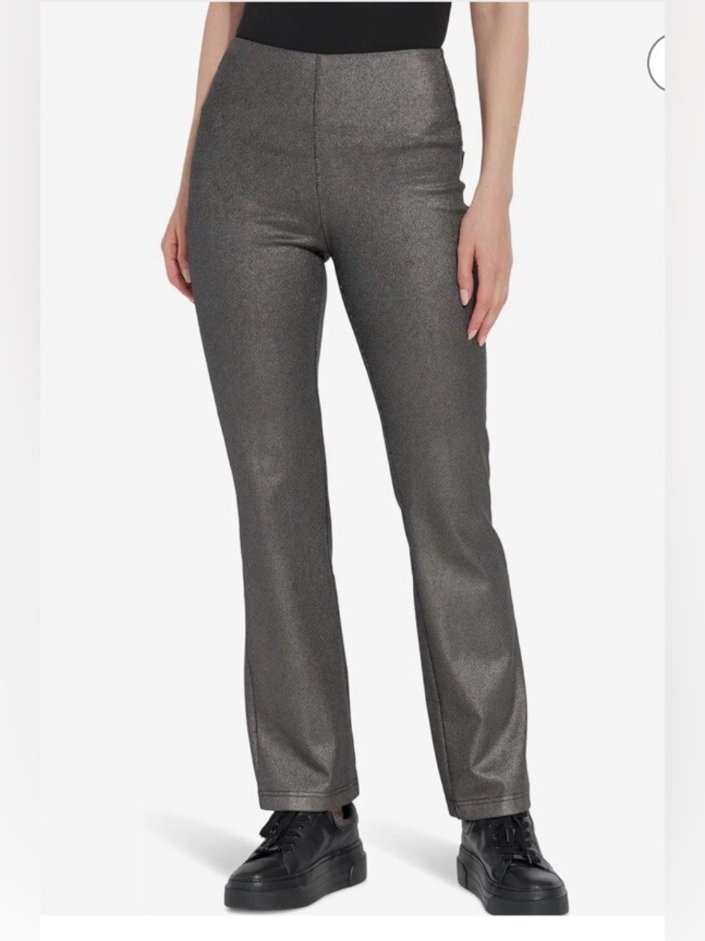 Lysse Baby Bootcut Stretch Pant Legging Gray Metallic Size Large Pull On